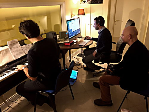 Andrea Morricone, Mischtonmeister Mario Gentili und Jörg Schnitger / DAS BAND IST NICHT GERISSEN © 2017 Schnitger-Film